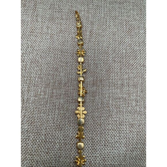 Fresh Flowers Gold-Tone Enamel & AB Crystal Floral Bracelet - Picture 5 of 8
